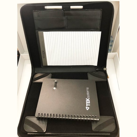 Folder - Black Pleather Zip Folder with 2 Notebooks & Stylus Pen - Picture 5 of 9